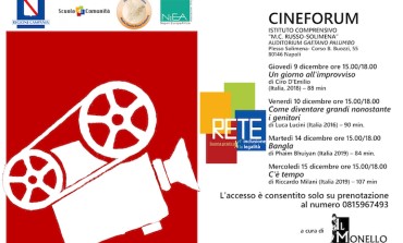 Napoli, cinema gratuito per giovani e genitori: Rassegna nella scuola di Barra