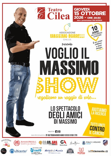 Teatro Cilea Giovedì 15 Ottobre ore 20:30 in scena:”Voglio il Massimo show” Prosegue la stagione teatrale 2026/2027